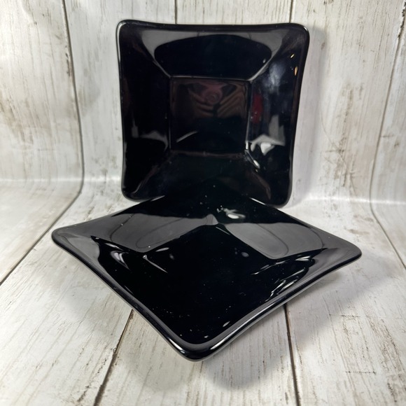 Crate & Barrel Abby Appetizer Dish Plates Black Weave Effect Underside 5‎ 1/2" - Picture 3 of 10